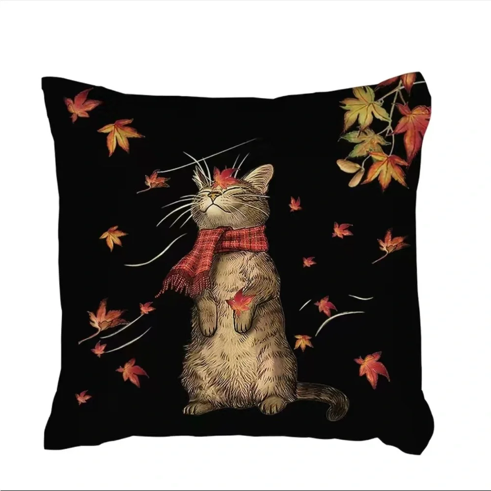 1pc Cat Pattern Throw Pillow Cover - Pillow Insert Not Included (18in×18in)‎